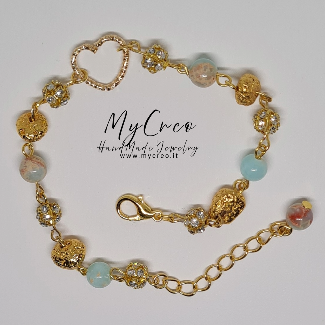 Bracciale morbido con Perle di agata colorata e pietra lavica